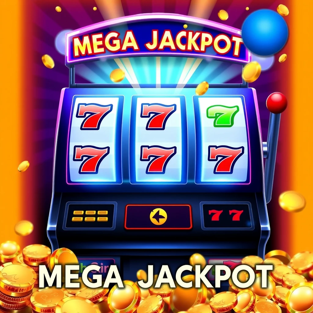 Mega Jackpot slot game with gold coins and treasure symbols